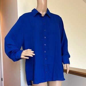 Vibrant Blue Button-Up Blouse